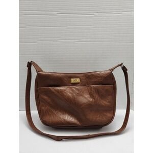 TR BENTLEY Brown Leather Shoulder Bag Zip Purse Handbag Medium Grandma Core